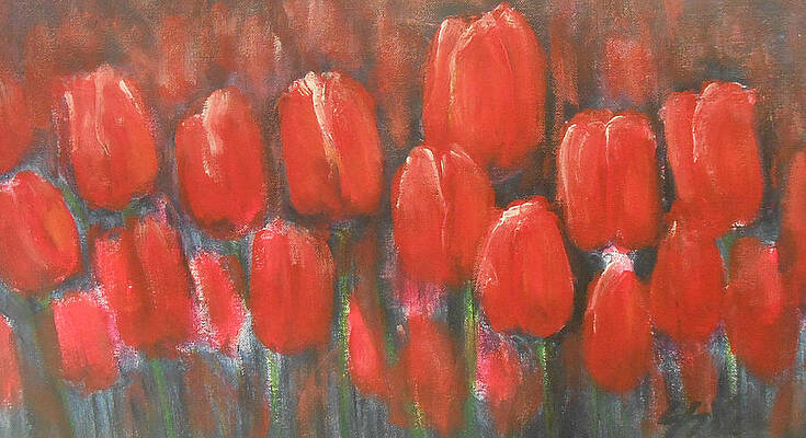 Flower Wall Art featuring the painting Tulips Blossom by Jane See