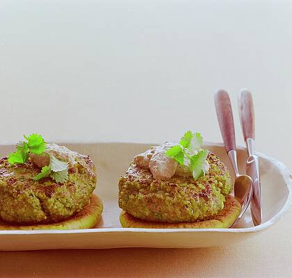 Tableware Photograph - Turkish Style Lamb Burgers by Romulo Yanes