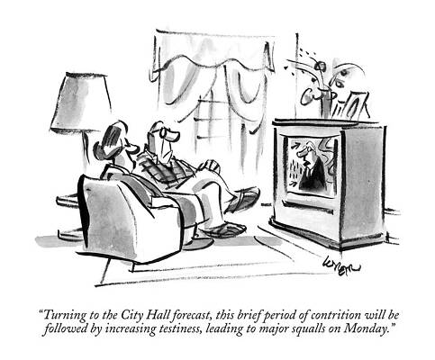 Couple Watching Television Forecast Drawing