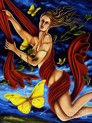 Wall Art featuring the painting Twilight Flight by Valerie White