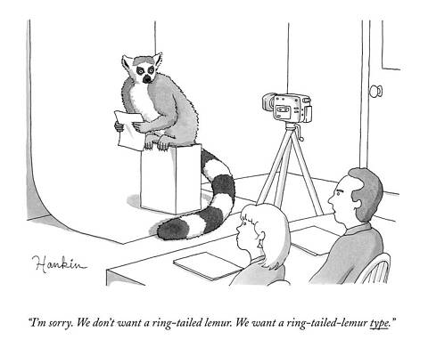 Hollywood Wall Art featuring the drawing Two Casting Directors Speak To An Auditioning by Charlie Hankin