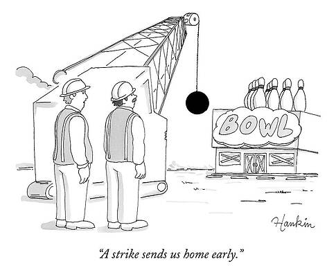 Construction Workers and Bowling Alley Drawing