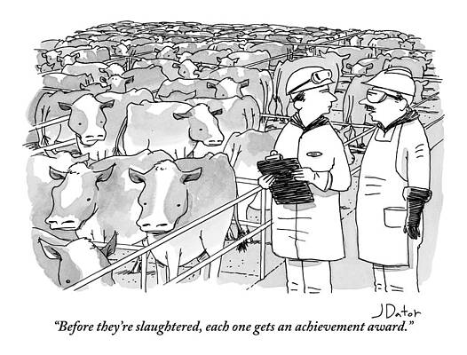 Meat Drawing - Two Farm Works Are Speaking To Each Other Next by Joe Dator