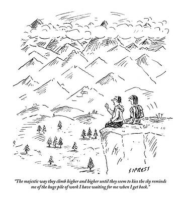 Hikers Admiring Mountain View Wall Art