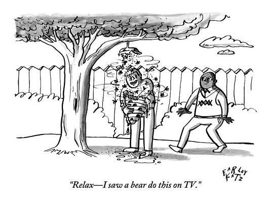 Outdoors Drawing - Two Men Are Seen In A Backyard by Farley Katz