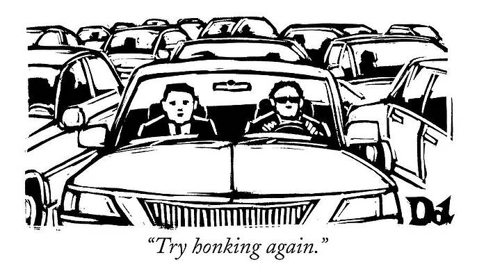 Traffic Jam Humor Scene Print