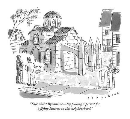 House Drawing - Two Men Look At A House That Is Built by Trevor Spaulding