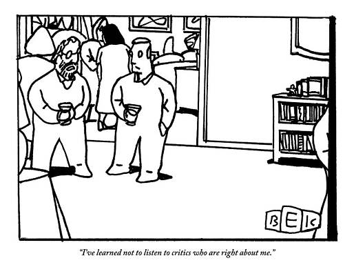 Small Wall Art featuring the drawing Two Men Speaking On Left Side Of Frame. They're by Bruce Eric Kaplan