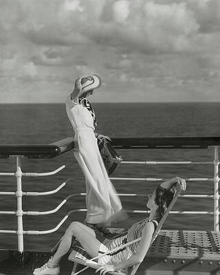 Elegant Women on a Cruise Deck Photograph