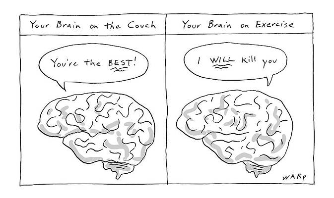 Brain Drawing - Two Panels: Your Brain On The Couch Brain Saying by Kim Warp