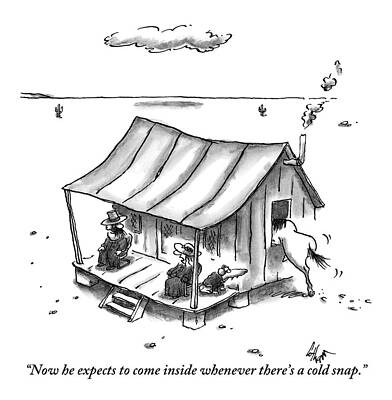 Cold Drawing - Two People Are Seen Sitting On A Porch Of A Small by Frank Cotham