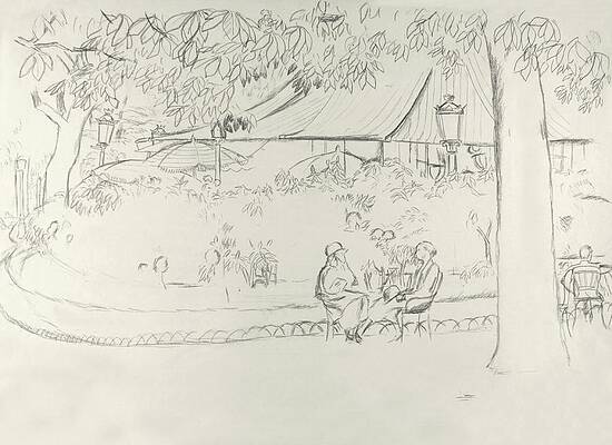 Nineteenth Century Wall Art featuring the digital art Two People At A Small Park by Carl Oscar August Erickson