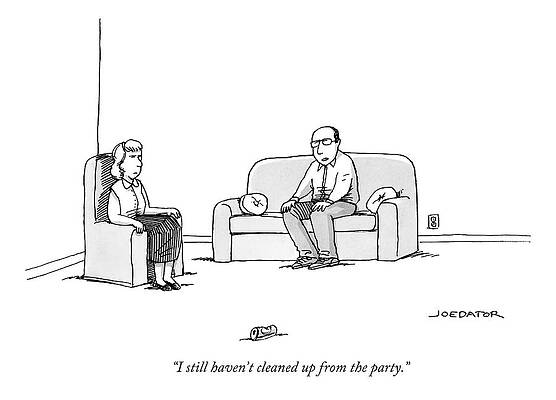 Lonely Wall Art featuring the drawing Two People Sit In A Room With One by Joe Dator