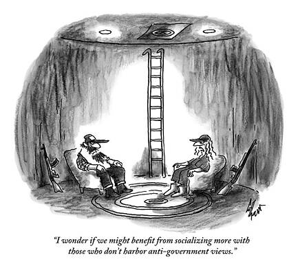 Gun Drawing - Two People Sitting In Chairs In A Bunker by Frank Cotham