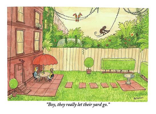 Rain Wall Art featuring the drawing Two People Sitting On Their Back Patio by Jason Patterson