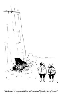 Piano Crash Scene with Two Observers Print