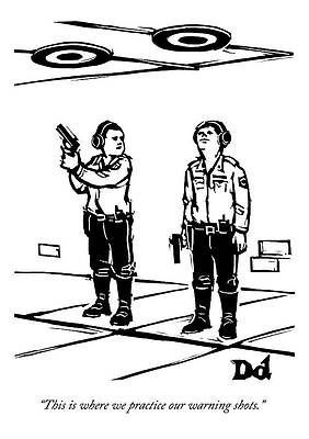 Gun Drawing - Two Policemen Talk While Standing by Drew Dernavich