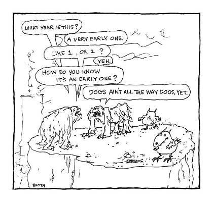 Prehistoric Conversation Humor Drawing