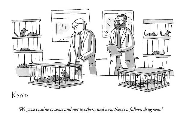 Lab Wall Art featuring the drawing Two Scientists Converse In A Laboratory Full by Zachary Kanin