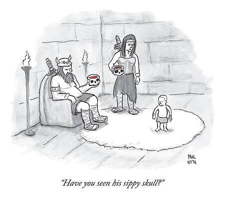 Toddler Drawing - Two Viking Parents Address Their Child by Paul Noth