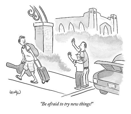 Youth Drawing - Two Waving Parents Speak To Their Son Who by Robert Leighton