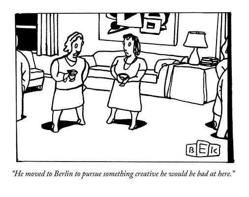 Europe Drawing - Two Women Chat At A Cocktail Party by Bruce Eric Kaplan