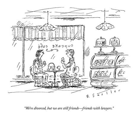 Friend Drawing - Two Women Chat Over Coffee by Barbara Smaller