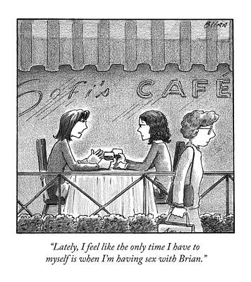 Women Chatting at a Cafe Drawing