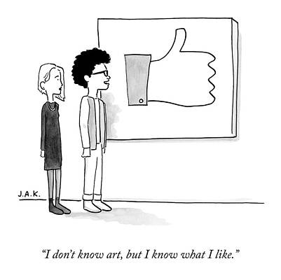 Museum Wall Art featuring the drawing Two Women In A Museum Look At An Image by Jason Adam Katzenstein