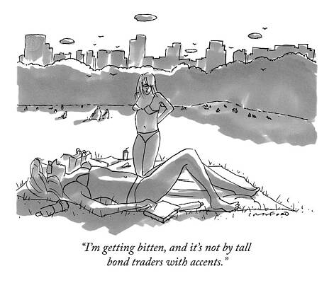 Women Relaxing in a City Park Drawing