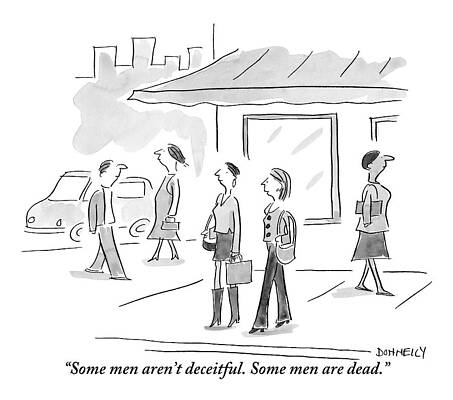 Background Drawing - Two Women Talking To Each Other On A Sidewalk by Liza Donnelly