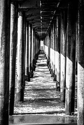 California Wall Art featuring the photograph Under Huntington Beach Pier Black And White Picture by Paul Velgos