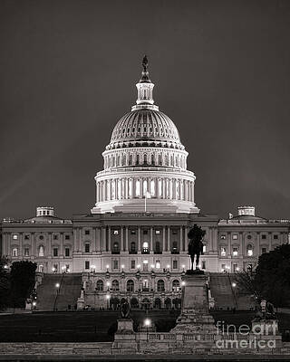 United States Capitol at Night Photograph