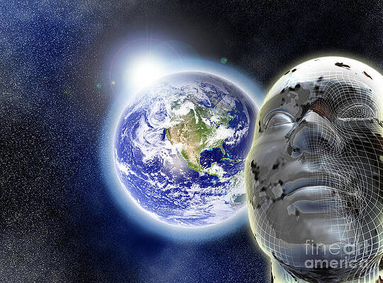 Sky Wall Art featuring the digital art Alone In The Universe by Stefano Senise