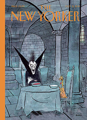 Vampire Dining with a Cat Wall Art