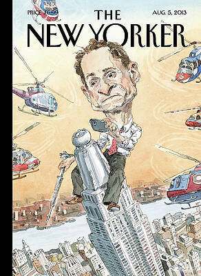 Caricature of a Man on Skyscraper Painting