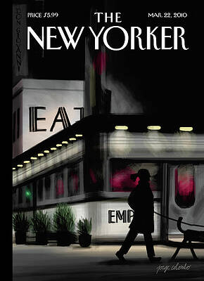 Nighttime Stroll by Diner Wall Art