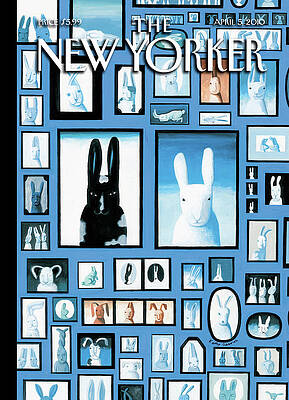 Blue Rabbits in Frames Painting