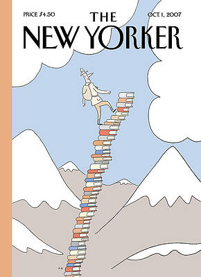 Man Climbing Book Mountain Wall Art