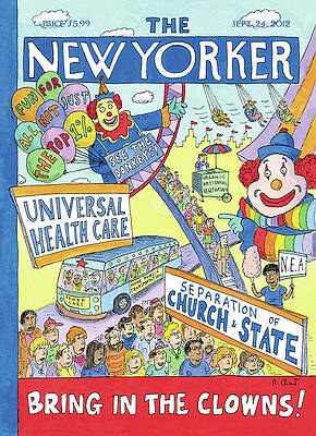 Church Wall Art featuring the painting Bring In The Clowns #1 by Roz Chast