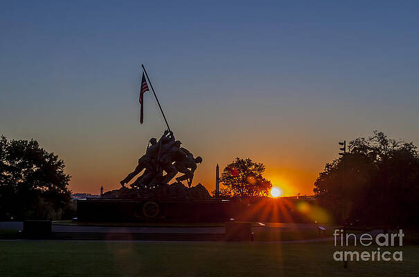 Wall Art featuring the photograph US Marine Corps War Memorial by Darcy Michaelchuk