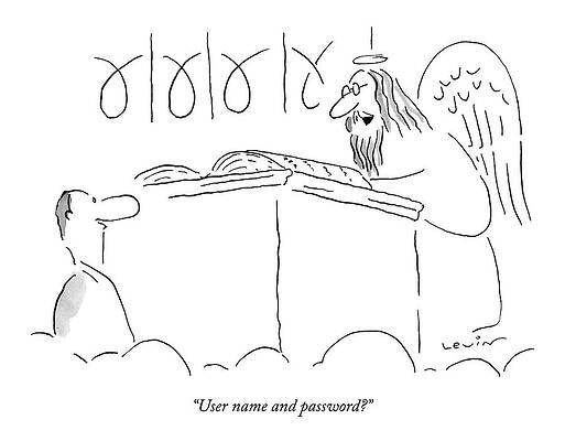 Heaven Wall Art featuring the drawing User Name And Password? by Arnie Levin