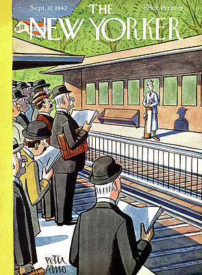 Commuters Observing a Man in Robe Painting