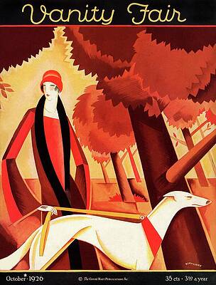 Fashionable Woman with Greyhound Wall Art