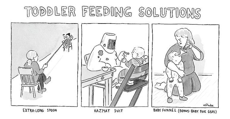 Toddler Drawing - Various Ways To Feed A Toddler Without Getting by Emily Flake