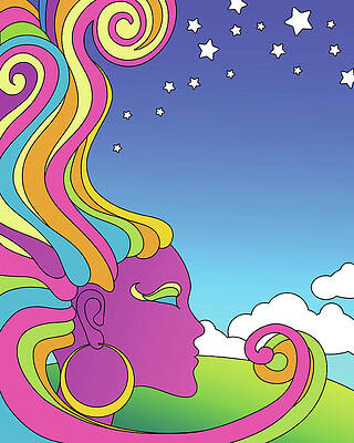 Psychedelic Dreamscape Night Wall Art