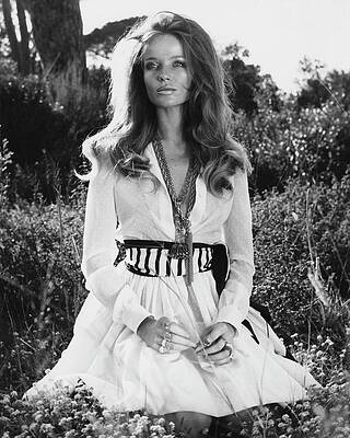 Rural Scene Photograph - Veruschka Von Lehndorff Sitting In Tall Dress by Franco Rubartelli