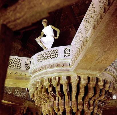 Unesco World Heritage Site Photograph - Veruschka Wearing A Jane Derby Dress by Henry Clarke