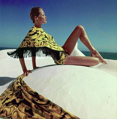 Landscape Architecture Wall Art featuring the photograph Veruschka Wearing A Ken Scott Ensemble by Henry Clarke