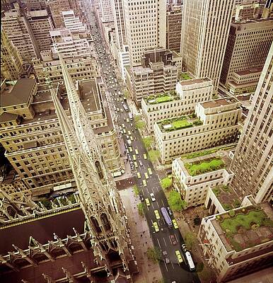 Aerial View of New York City Streets Photograph